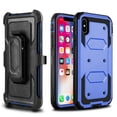 thumbnail image 1 of iPhone X Case, Mignova Full Body Protective Rugged Plastic Heavy Duty Armor Holster Defender Hybrid Case Cover with Belt Swivel Clip and Kickstand for Apple iPhone X (Blue), 1 of 5