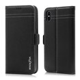 thumbnail image 1 of iPhone X Case, Mignova Genuine Leather Magnetic Closure Card Slot Wallet Case Cover with kick stand, ID & Credit Card Pockets for Apple iPhone X (Black), 1 of 5