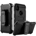 thumbnail image 1 of iPhone X Case, Mignova Rugged Plastic Heavy Duty Armor Holster Defender Full Body Protective Hybrid Case Cover with Belt Swivel Clip and Kickstand for Apple iPhone X (Black), 1 of 7