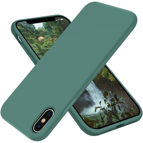 iPhone X Case,Ultra Slim Fit Xs Case Liquid Silicone 10 with Full Body Protection Anti-Scratch Shockproof Bumper,Soft Microfiber Lining 5.8 inch, (Pine Green)