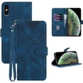 thumbnail image 1 of for iPhone X Case Wallet/iPhone Xs Case,Phone Case for iPhone 10,Card Holder Leather Stand Flip Cases,Wrist Strap, Closure,Shockproof Protective Cover for iPhone 10 X/XS (Blue), 1 of 7