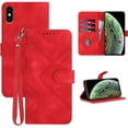 thumbnail image 1 of for iPhone X Case Wallet/iPhone Xs Case,Phone Case for iPhone 10,Card Holder Leather Stand Flip Cases,Wrist Strap, Closure,Shockproof Protective Cover for iPhone 10 X/XS (Red), 1 of 14