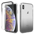 thumbnail image 1 of iPhone X Case, iPhone XS Case, Full Body Clear Bumper Protection Case [with Screen Protector] Hybrid Back Silicone Rubber TPU Bumper Gradient Phone Case for Apple iPhone X/XS - Black, 1 of 7