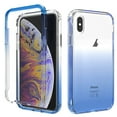 thumbnail image 1 of iPhone X Case, iPhone XS Case, Full Body Clear Bumper Protection Case [with Screen Protector] Hybrid Back Silicone Rubber TPU Bumper Gradient Phone Case for Apple iPhone X/XS - Blue, 1 of 7