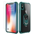 thumbnail image 1 of iPhone X Case | iPhone Xs Case, with [ Glass Screen Protector][ Military Grade ] 15ft. Drop Tested Protective Case | Kickstand | Compatible with Apple iPhone X Xs -Dark Green, 1 of 6