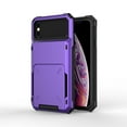 thumbnail image 1 of iPhone X Case, iPhone XS Case, Mantto Wallet Cover 5 Credit Card Slots Holder Flip Hidden Rugged Dual Layer PC & TPU 2 in 1 Protection Hybrid Tough Back Armor For Apple iPhone X/XS, Purple, 1 of 7