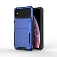 thumbnail image 1 of iPhone X Case, iPhone XS Case, Mantto Wallet Cover 5 Credit Card Slots Holder Flip Hidden Rugged Dual Layer PC & TPU 2 in 1 Protection Hybrid Tough Back Armor For Apple iPhone X/XS, Blue, 1 of 7