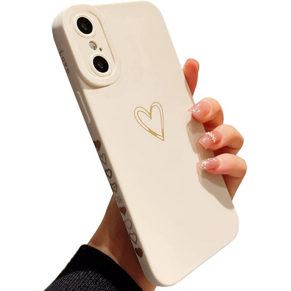 for iPhone X Case,iPhone Xs Case 5.8" Side&Back Cute Plated Love Heart with Anti-Fall Lens Cameras Cover Protection Soft TPU Shockproof Anti-Fingerprint Phone Cases for Women Girls Men,White