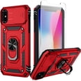 thumbnail image 1 of for iPhone X Case, iPhone Xs Case with Camera Lens Cover, HD Screen Protector, 10 FT Military Grade Drop Protection, Magnetic Ring Holder Kickstand Phone Case for iPhone X/Xs (Red), 1 of 12
