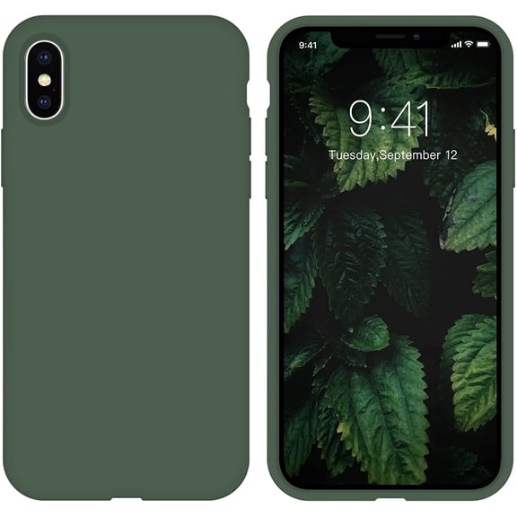 iPhone X Case, iPhone Xs Case Liquid Silicone Gel Rubber Slim Phone Case Soft Anti-Scratch Durable Microfiber Lining Full Body Shockproof Protective Cover for iPhone Xs/X 5.8", Forest Green