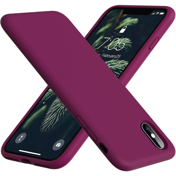 for iPhone X Case, iPhone Xs Case, Soft Silicone Gel Rubber Bumper Case Microfiber Lining Shockproof Full-Body Protective Case Cover for iPhone X/Xs - Wine Red