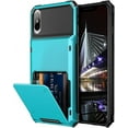 thumbnail image 1 of for iPhone X Case iPhone Xs Case Wallet Credit Card Holder Slot Scratch Resistant Dual Layer Protective Bumper Rugged TPU Rubber Armor Hard Shell Cover for iPhone X XS 10 10S Sky Blue, 1 of 11
