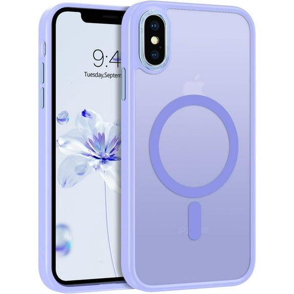 iPhone X Case, iPhone Xs Phone Case Compatible with Magsafe Translucent Matte Back Slim Shockproof Anti-Scratch Anti-Yellow Protective Magnetic iPhone X/XS Case, Lavender Purple