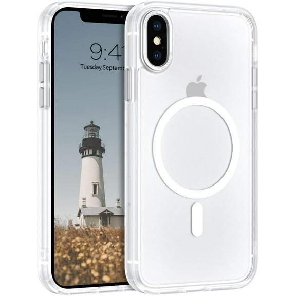 iPhone X Case, iPhone Xs Phone Case Compatible with Magsafe Wireless Charging Translucent Matte Back Slim Shockproof Anti-Scratch Anti-Yellow Protective Magnetic iPhone X/XS Case, White