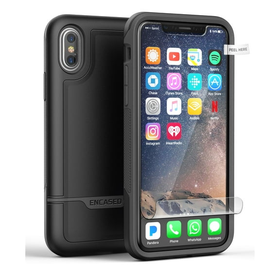 iPhone X Edition Tough Case w/ Screen Protector, [Rebel Series] Impact Armor [Military Grade Protection] (Black)