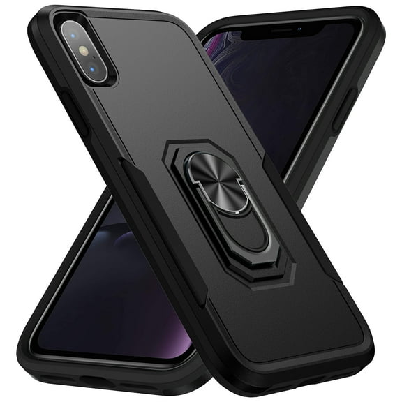 iPhone X Max Case, 360 Rotate Ring Stand Rugged Lightweight Slim Impact-Resistant Full Body Shockproof Protective Bumper Case For iPhone XS Max,Black
