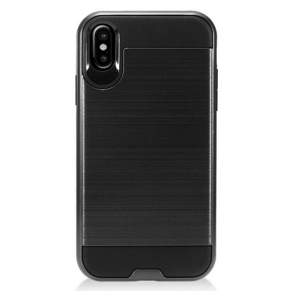 iPhone X Phone Case, 2-Piece Style Hybrid Shockproof Hard Case Cover with Hybird Shockproof-Black