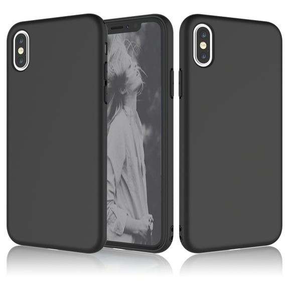 iPhone X Phone Case, iPhone X Soft Case, iPhone 10 Case, Njjex Matte Charming Colorful Slim Soft TPU Bumper Case Cover For Apple iPhone X 2017 Release -Black