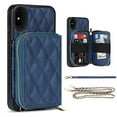 thumbnail image 1 of iPhone X Wallet Case, iPhone XS Cover, Allytech Zipper Case with Card Holder Slot Crossbody Chain Strap Handbag Purse Wrist Strap Shockproof PU Leather Case for iPhone X/ XS 5.8", Blue, 1 of 7