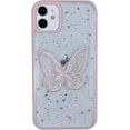 thumbnail image 1 of for iPhone X XR XS Max 8 7 Plus Case, Soft TPU Phone Case, Shiny Clear Lace Butterfly Shell, Unique Popular Glitter Protector Cover for Women(Pink B,X/XS), 1 of 8