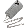 thumbnail image 1 of for iPhone X XR XS Max 8 7 Plus SE Case, Luxurious Crocodile-Patterned Leather Phone Case, Double-Layer Card Slots, Fashion Chain Protector Cover(Light Grey,XS Max), 1 of 8