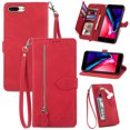 thumbnail image 1 of for iPhone X/XS Case for Women,Cute Wallet Case with Zipper Pocket Purse Flower Embossed PU Leather Card Slots Wrist Strap Flip Folio Protective Phone Cover for iPhone X/XS, Red, 1 of 16