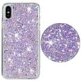 thumbnail image 1 of for iPhone X/XS Glitter Case, Cute Bling Sparkle Shiny Slim Soft Silicone Reflective Clear TPU Bumper Women Girls Shockproof Protective Phone Case for iPhone X/XS, Purple, 1 of 6