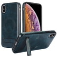 thumbnail image 1 of for iPhone X/XS PU Leather Back Case, Built-in Invisible Stand [Compatible with Magsafe] Protective Slim Kickstand Anti-fall Phone Cover Compatible with iPhone X/XS, Blue, 1 of 8