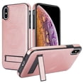 thumbnail image 1 of for iPhone X/XS PU Leather Back Case, Built-in Invisible Stand [Compatible with Magsafe] Protective Slim Kickstand Anti-fall Phone Cover Compatible with iPhone X/XS, Rosegold, 1 of 8