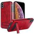thumbnail image 1 of for iPhone X/XS PU Leather Back Case, Built-in Invisible Stand [Compatible with Magsafe] Protective Slim Kickstand Anti-fall Phone Cover Compatible with iPhone X/XS, Winered, 1 of 8