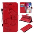thumbnail image 1 of iPhone X/ XS Wallet case, Allytech Pretty Retro Embossed Butterfly Flower Design PU Leather Book Style Wallet Flip Case Cover for Apple iPhone X/ XS/ iPhone 10, Red, 1 of 10