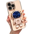 thumbnail image 1 of for iPhone X XS XR Max 7 8 Plus SE Case, Popular Glossy Soft TPU Phone Case, Creative Starry Sky Cute Astronaut Foldable Stand Protector Cover(Pink,XR), 1 of 8