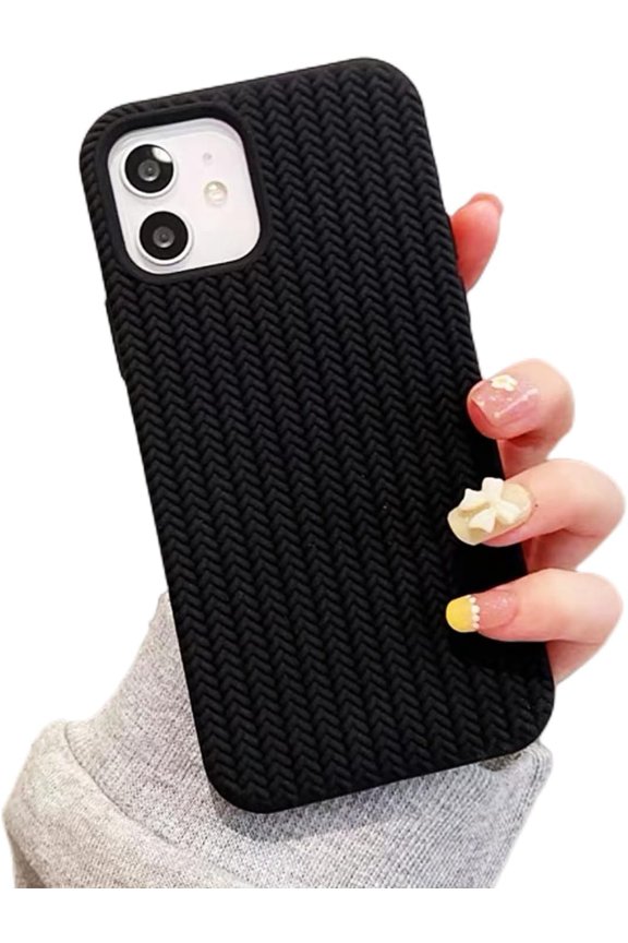for iPhone X XS XR Max 7 8 Plus SE Case, Unique Personalized Fine Grain Silicone Phone Case, Comfortable Soft Inner Lining Non-Slip Grip Protector Cover(Black,X/XS)