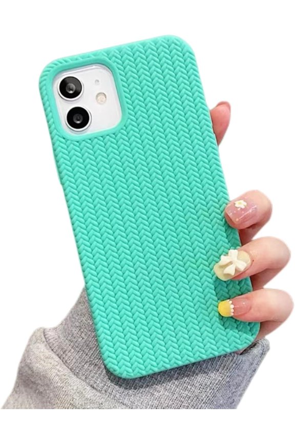 for iPhone X XS XR Max 7 8 Plus SE Case, Unique Personalized Fine Grain Silicone Phone Case, Comfortable Soft Inner Lining Non-Slip Grip Protector Cover(Light Green,XR)