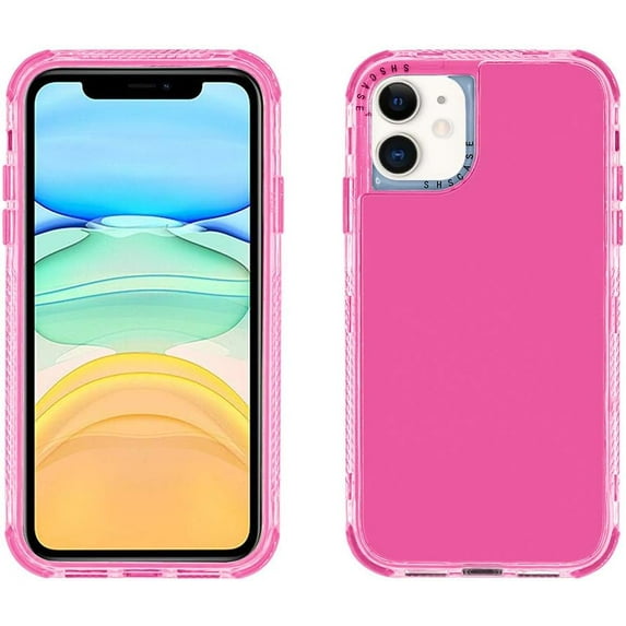 for iPhone X/Xs Clear Case, Neon Colors Three Durable Layers Rugged Slim Flexible TPU Anti-Drop Reinforced Corners Shockproof Bumper Protective Phone Case for Women Girl Men Rose
