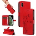 thumbnail image 1 of iPhone X/ iPhone XS Case Wallet with Cards Holder,Allytech Stylish Butterfly Embossed Shockproof Protective Flip Stand Cover for Girls Women Hand Wrist Wallet Case for Apple iPhone XS/X - Red, 1 of 11