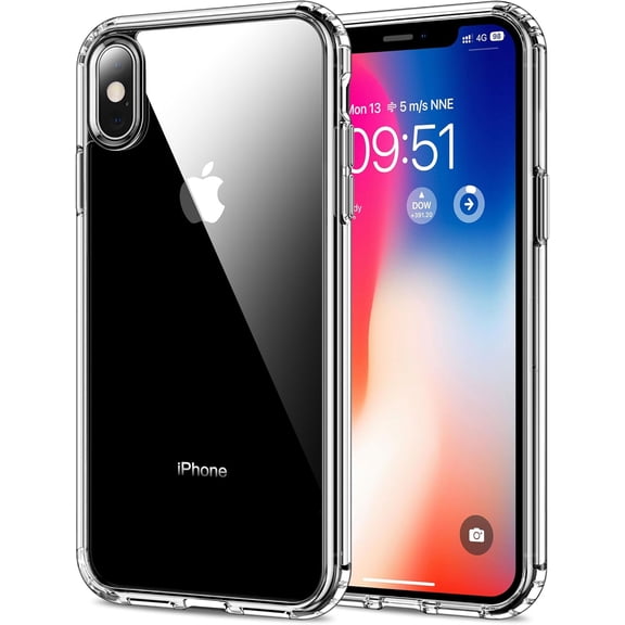 for iPhone X and iPhone Xs Case Clear [Anti-Yellowing] Anti-Scratch Transparent Hard Back and Soft Edge [Military Grade Drop Protection] Shockproof Phone Cover - Crystal Clear