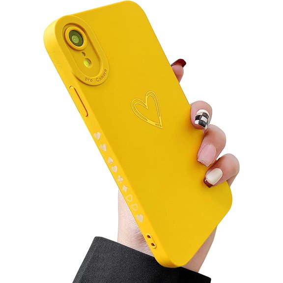 for iPhone XR Case(2018 6.1"), Side&Back Cute Plated Love Heart with Anti-Fall Lens Cameras Cover Protection Soft TPU Shockproof Anti-Fingerprint Phone Cases for Women Girls Men,Black