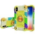 thumbnail image 1 of iPhone XR Case with 360° Rotating Metal Ring Kickstand Holder [Work with Magnetic Car Mount], Allytech Heavy Duty PC & Silicone Anti-Scratch Impact Resistant Case for iPhone xr, Rainbow Green, 1 of 6