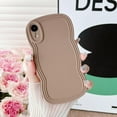 thumbnail image 1 of for iPhone XR Case 6.1 Inch Curly Wave Frame Phone Case Cute Design Color Aesthetic Phone Case Soft TPU Shockproof Protective Bumper Case Cover for Girls, Khaki, 1 of 12