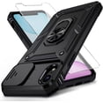 thumbnail image 1 of for iPhone XR Case with Camera Lens Cover, HD Screen Protector, 10 FT Military Grade Drop Protection, Magnetic Ring Holder Kickstand Protective Phone Case, Black, 1 of 12