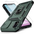 thumbnail image 1 of for iPhone XR Case with Camera Lens Cover, HD Screen Protector, 10 FT Military Grade Drop Protection, Magnetic Ring Holder Kickstand Protective Phone Case, Pine Green, 1 of 12
