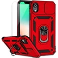 thumbnail image 1 of for iPhone XR Case with Camera Lens Cover HD Screen Protector, Dual Layer [15 FT Military Grade Drop Protection] Magnetic Ring Holder Kickstand Protective Phone Case for iPhone XR 6.1 inch (Red), 1 of 17