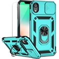 thumbnail image 1 of for iPhone XR Case with Camera Lens Cover HD Screen Protector, Dual Layer [15 FT Military Grade Drop Protection] Magnetic Ring Holder Kickstand Protective Phone Case for iPhone XR 6.1 inch (Mint), 1 of 17