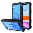 thumbnail image 1 of iPhone XR Case and Cover 6.1 Inch, Allytech Hard PC + Soft Silicone TPU 3 in 1 Heavy Duty Shockproof Defender Ring Kickstand Phone Case for Apple iPhone XR 6.1" 2018 Release, Black + Blue, 1 of 5