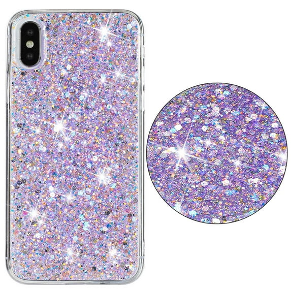 For iPhone XR Case,Cute Glitter Bling Twinkle Stardust with Drop Protection Shockproof Soft TPU Slim Flexible Phone Case Girls/Women Protective case for iPhone XR,Anti Scratch,Purple