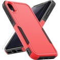 thumbnail image 1 of for iPhone XR Case: Dual Layer Protective Heavy Duty Cell Phone Case Shockproof Rugged Bumper Tough with Screen Protector - 16ft Military Grade Drop Tested for Appple iPhone XR (6.1 inch), Red, 1 of 15
