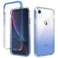 thumbnail image 1 of iPhone XR Case, Full Body Clear Bumper Protection Case [with Screen Protector] Hybrid Back Silicone Rubber TPU Bumper Gradient Phone Case for Apple iPhone XR - Blue, 1 of 7