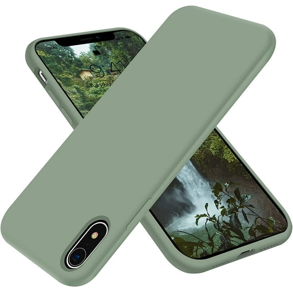 for iPhone XR Case, [Silky and Soft Touch Series] Premium Soft Silicone Rubber Full-Body Protective Bumper Case Compatible with Apple iPhone XR 6.1 inch (Calke Green)
