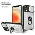 thumbnail image 1 of for iPhone XR Case with Slide Camera Cover, Detachable Card Slot Holder Ring Kickstand, Support Magnet Car Mount, Heavy Duty Military Grade Protection Cover for iPhone XR, White, 1 of 15